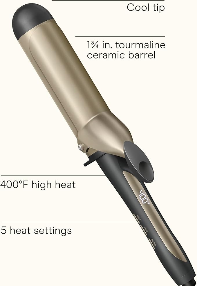 INFINITIPRO BY CONAIR Tourmaline Ceramic 1 ¾ -Inch Curling Iron, 1 ¾ -Inch Barrel Produces Voluminous Curls, Hair Curler for Use on Medium and Long Hair, Dark Grey