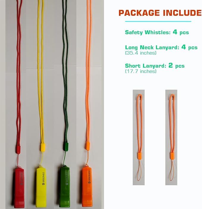 Emergency Safety Whistle with Lanyard, Loud Pea-Less Survival Whistles - Image 2