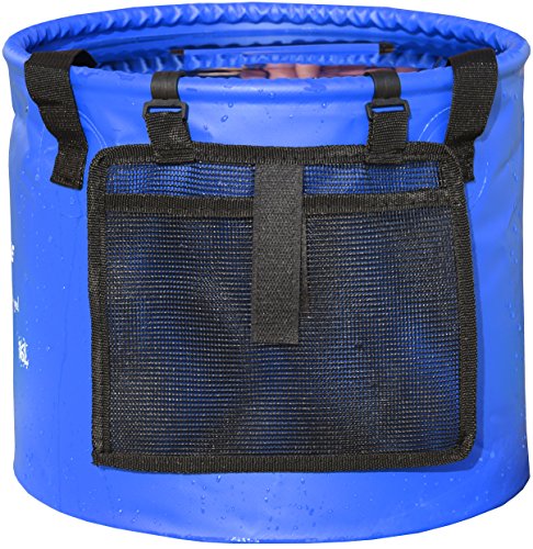 Collapsible Water Bucket with Lid 23L Portable Camping Wash Basin (Navy Blue / 23L)