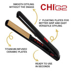 CHI G2 Titanium Infused Ceramic 1" Flat Iron Hair Straightener, Digital Temperature Control, Color-Coded Heat Settings for All Hair Types, Fast Heat-Up & Smooth Frizz-Free Finish