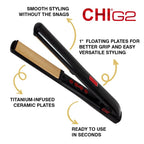 G2 Titanium Infused Ceramic 1" Flat Iron Hair Straightener (1 Inch (Pack of 1))