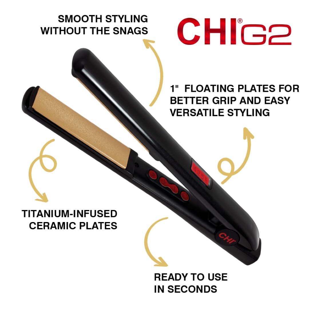 G2 Titanium Infused Ceramic 1" Flat Iron Hair Straightener (1 Inch (Pack of 1))