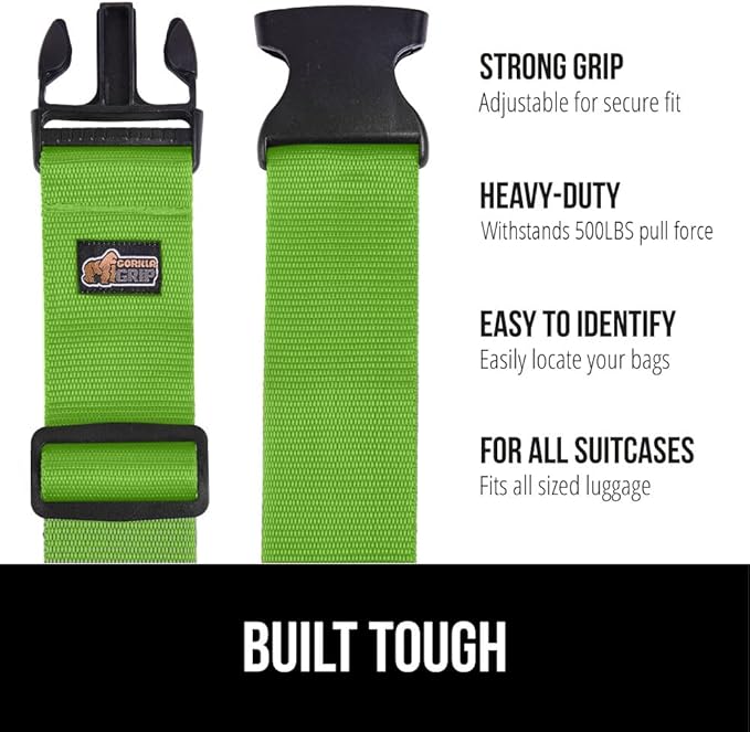 GORILLA GRIP Heavy Duty 8 Pack Adjustable Luggage Straps - Image 2