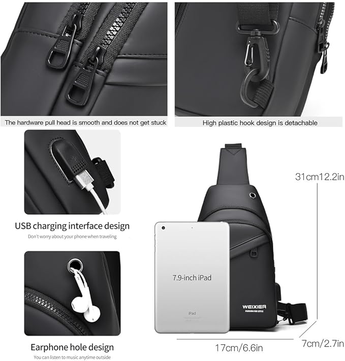 Waterproof Sling Bags Mens Shoulder Crossbody Backpack - Image 5