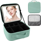 Travel Makeup Bag with LED Mirror and Light Makeup Travel Bag Organizer by SUILU