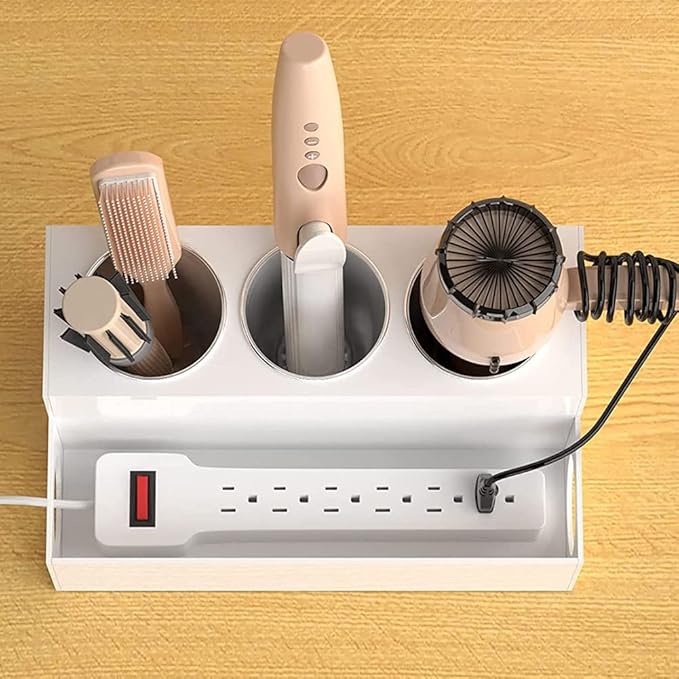 OnDisplay Fallon Deluxe Acrylic Hair Tool and Accessory Organization Station - Holds Hair Dryer, Curling Iron, Hair Straightener - Cosmetics/Makeup/Brushes/Pencils (Pink)