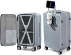 Hanke 24 Inch Luggage with Cup Holder and Charge, Top Opening Hard Shell by Hanke