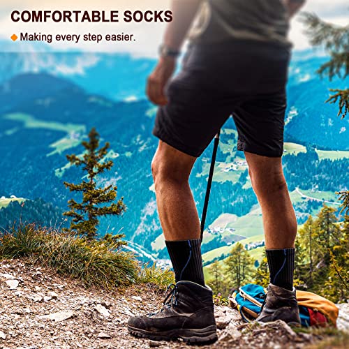 Men 6 Pack Athletic Compression Crew Socks for Running Gym Sports (7-8 / Black 4133)