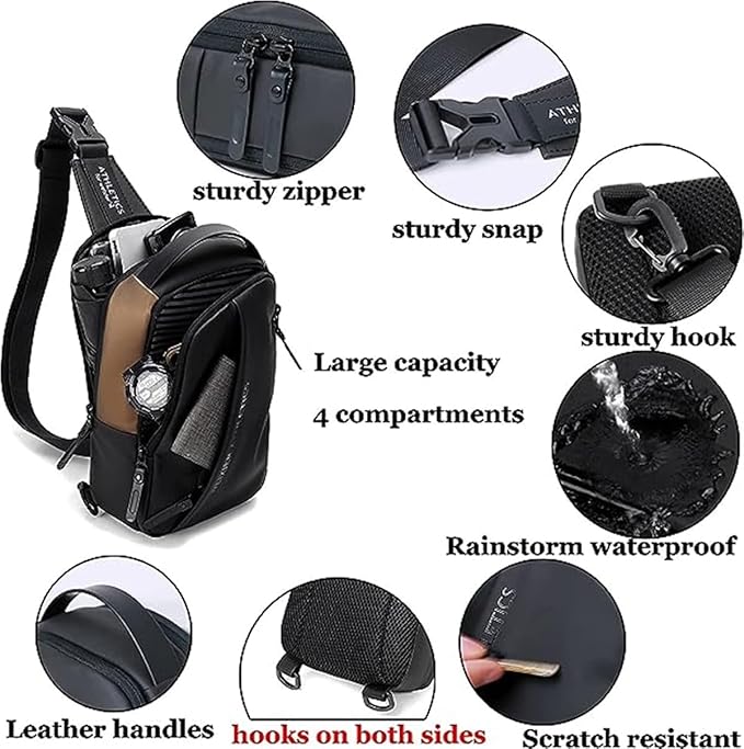 Waterproof Sling Bags Mens Shoulder Crossbody Backpack - Image 6
