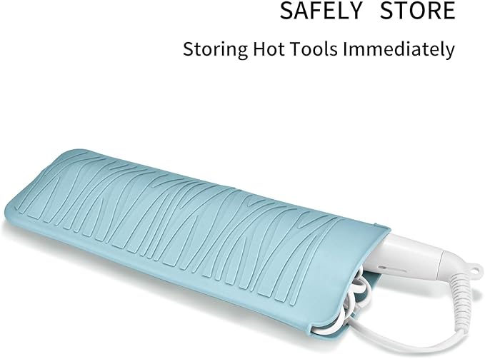 Silicone Heat Resistant Mat Pouch for Hair Styling Tools, 1 Pack, Grey, Silicone, Flat, Dry Hair, 11 x 5.3 inches, 55 grams, 480 degrees Fahrenheit, Includes Silicone Heater Surface