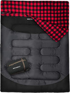 Double Sleeping Bag for Adults Machine Washable 2 Person Camping Sleeping Bag by WKFAMOUTCAMP