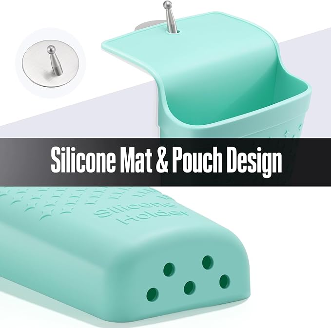 2 Pack Heat Resistant Silicone Hair Iron Mat and Pouch,Portable Travel Hair Straightener Mat and Holder for Hair Styling Tools.(Mint Green)