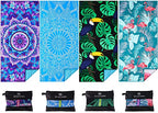 Microfiber Beach Towel with Bag Oversized 71x32 Sand Free 4 Pack (4 Pack Blue Mandala and Birds / 71"x32")