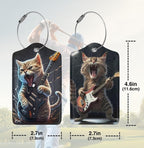 2 Pack Luggage Tags for suitcases Guitar Funny cute cat Luggage Tag (Guitar Cat)