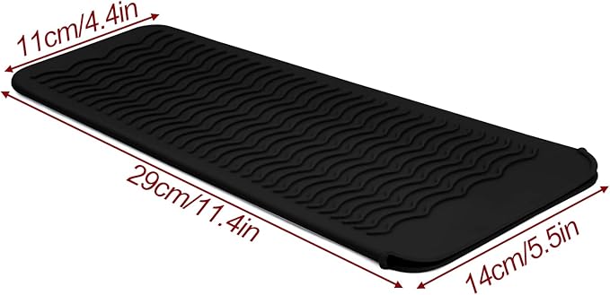 2PCS Silicone Heat Resistant Mat Pouch for Hair Straightener, Curling Iron, Flat Iron and Hot Hair Tools Black