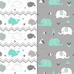 Stretchy Changing Pad Covers for Boys Girls, 2 Pack Jersey Knit, Elephant & - Image 9