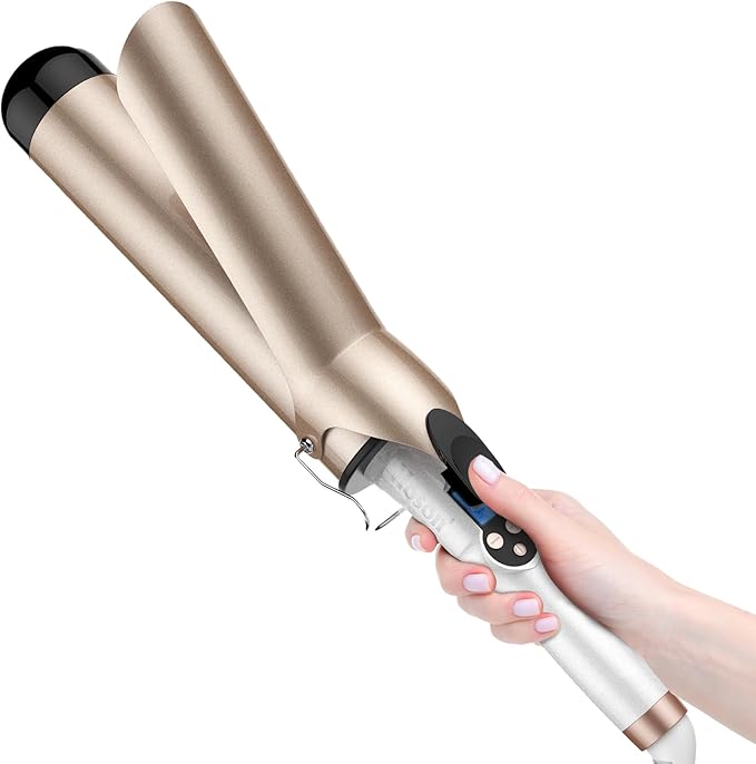 Hoson Curling Iron 2 Inch Large Barrel for Big Curls, Ceramic Curling Iron Wand for Long Hair,Dual Voltage, 10 Temp with LCD Display