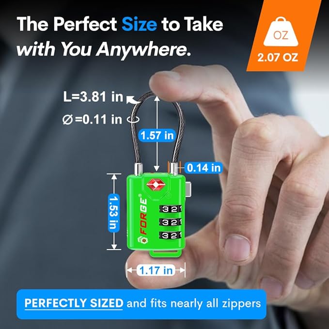 Forge TSA Approved Luggage Locks, Re-settable Combination - Image 3