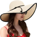 DRESHOW Beach Hats for Women Big Straw Wide Brim Summer Hat Floppy Foldable by DRESHOW
