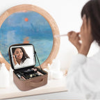Travel Makeup Bag with LED Mirror Travel Makeup Organizer with 3 Lighted - Image 9