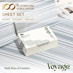 100% Egyptian Cotton King Size Sheets Set (King / 17 - Doted Stripe)