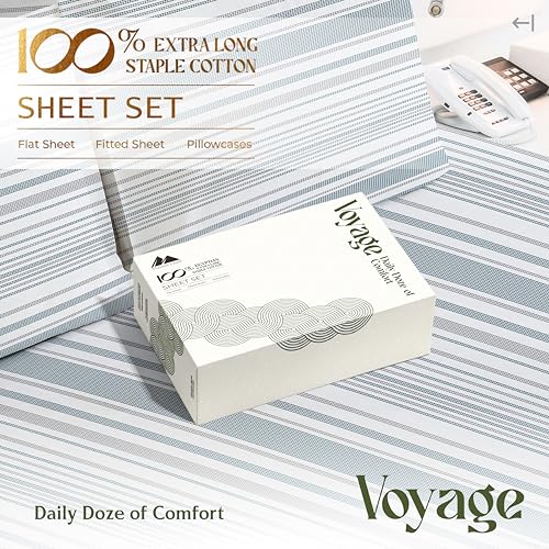 100% Egyptian Cotton King Size Sheets Set (King / 17 - Doted Stripe)