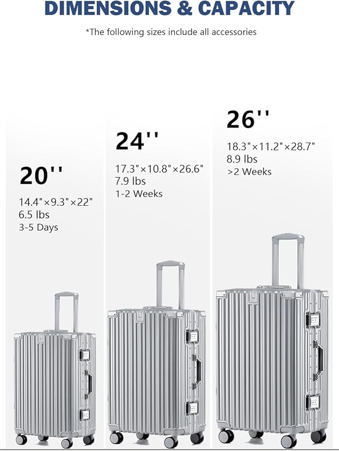HotWay 26 Inch Aluminum Frame Luggage - Image 3