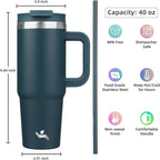 40 oz Tumbler with Handle and 2 Straws, 2 in 1 Lid Insulated Water Bottle - Image 4