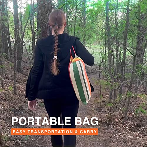 Portable Hammock Single & Double Hammocks with Carrying Bag and 2 Tree Straps for Camping Travel Beach Outdoor 660lbs Capacity (Portable Hammock)