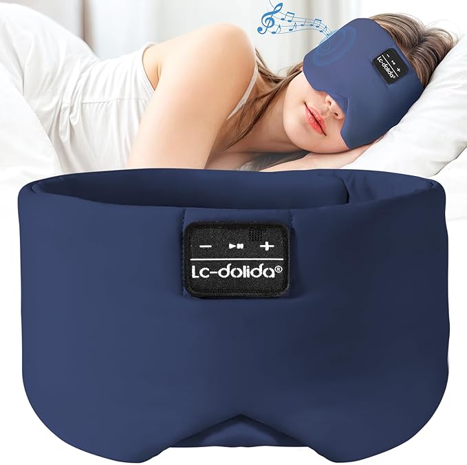 LC-dolida Sleep Mask with Bluetooth Headphones, Ice Silk Sleep Headphones with by LC-dolida