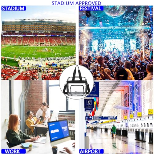 Clear Bag for Stadium Events With Shoulder Strap for Women (Clear#Black)
