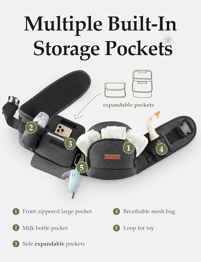 besrey Baby Hip Carrier, Adjustable Waist Belt Carrier, Ergonomic M Position - Image 4