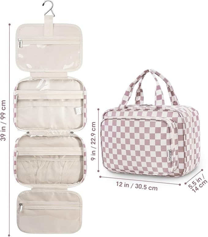 Narwey Travel Toiletry Bag for Women Large Hanging Makeup Bag Organizer - Image 9