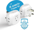 Ceptics US to UK Plug Adapter UK, Ireland Power Adapter Charger 4 Input - Image 3