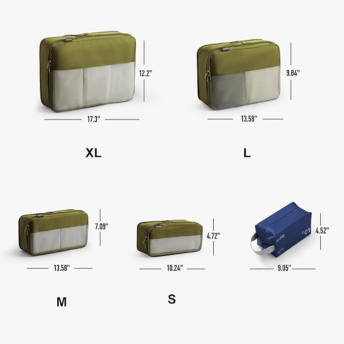 Compression Travel Packing Cubes, 6 Set Expandable Luggage Organizer Bags - Image 4