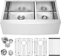 Lordear 36 Inch Double Bowl Farmhouse Kitchen Sink 36"x20-3/4"x10" Double Basin by LORDEAR