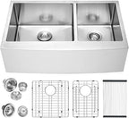 Lordear 36 Inch Double Bowl Farmhouse Kitchen Sink 36"x20-3/4"x10" Double Basin by LORDEAR