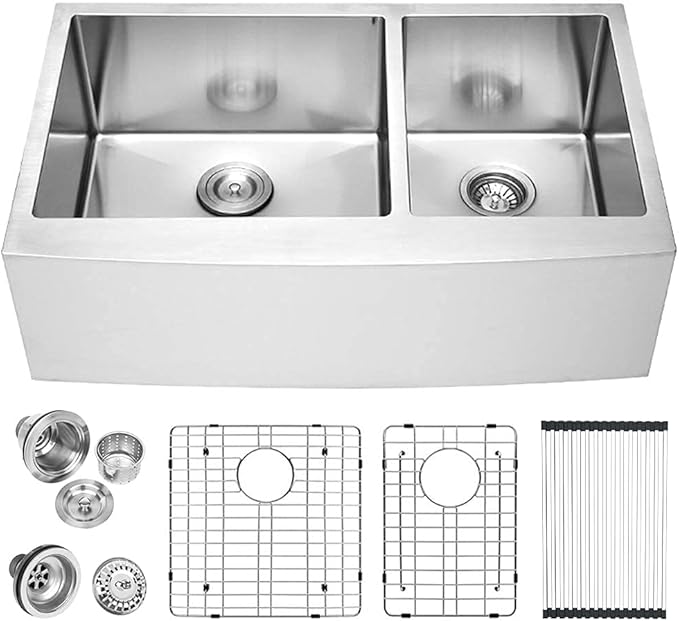Lordear 36 Inch Double Bowl Farmhouse Kitchen Sink 36"x20-3/4"x10" Double Basin by LORDEAR