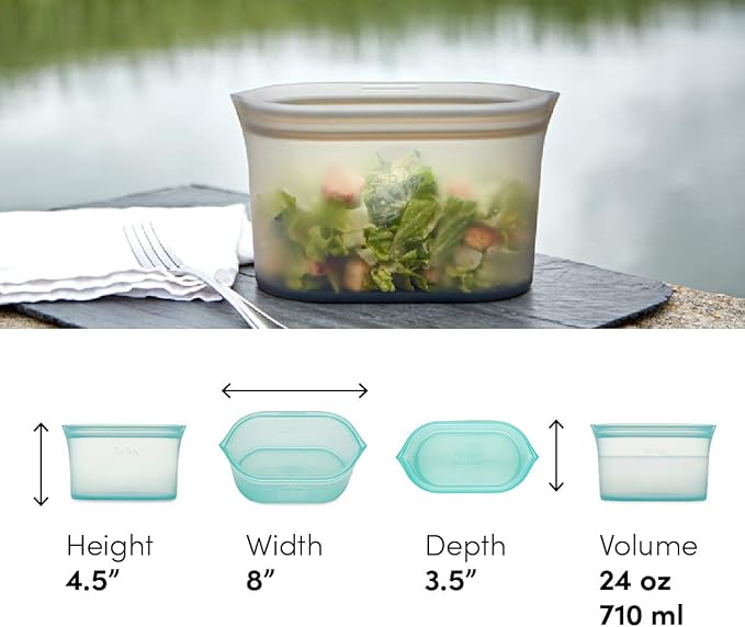 Zip Top Reusable Food Storage Bags | Medium Dish | Silicone Meal Prep Container - Image 3
