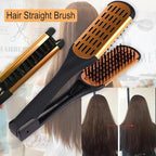 Clamp Hair Brush Straightener Detangler Comb Smoothing Nylon Bristle Double Sided Straightening Air Vented Flat Hair Styling Tool for Wet,Dry,Thick,Long Hair