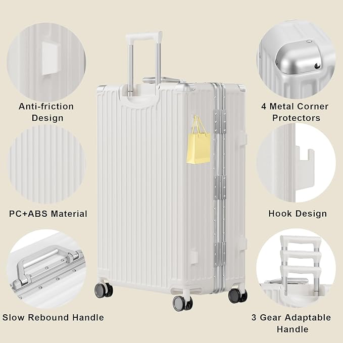 AnyZip Luggage Sets 2 Piece Aluminum Frame Carry On and Checked Suitcase PC ABS - Image 4