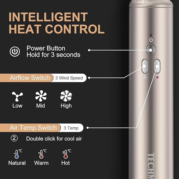 Air Styler Hair Dryer Brush - 6 in 1 Hair Styler Ionic Auto Wrap Hot Air Curler Blow Dryer, 38m/s High Speed Blowout Airflow Blow Dryer Multi Styler Fast Drying Styling for Curling/Straighting