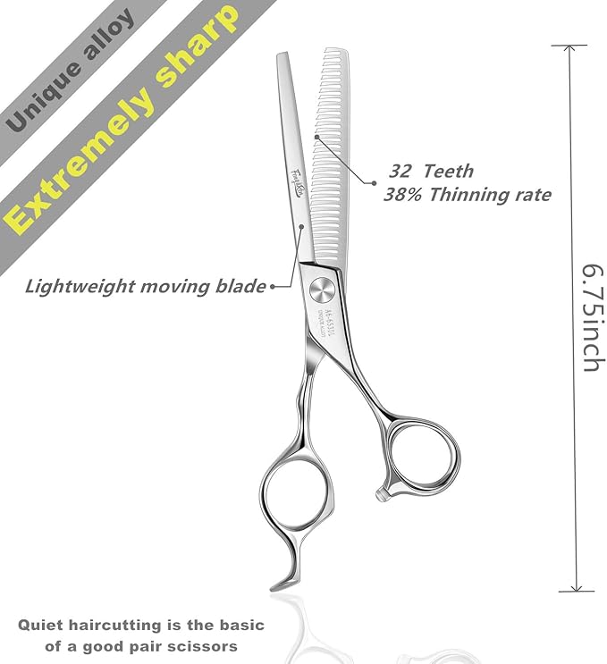 High-end Professional Hair Thinning Scissors Hair Cutting Teeth Shears Barber Hairdressing Texturizing Scissors Extremely Very Sharp 6.5 Inch Stainless Steel Alloy For Men Women Salon & Home