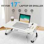 BUYIFY Folding Lap Desk, 23 Inch Portable Wood White Laptop Bed Desk Lap Desk - Image 2