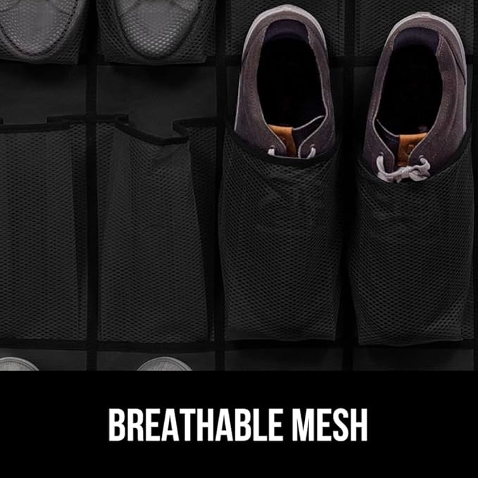 GORILLA GRIP Over the Door Shoe Organizer, 24 Large Breathable Mesh Pockets - Image 5