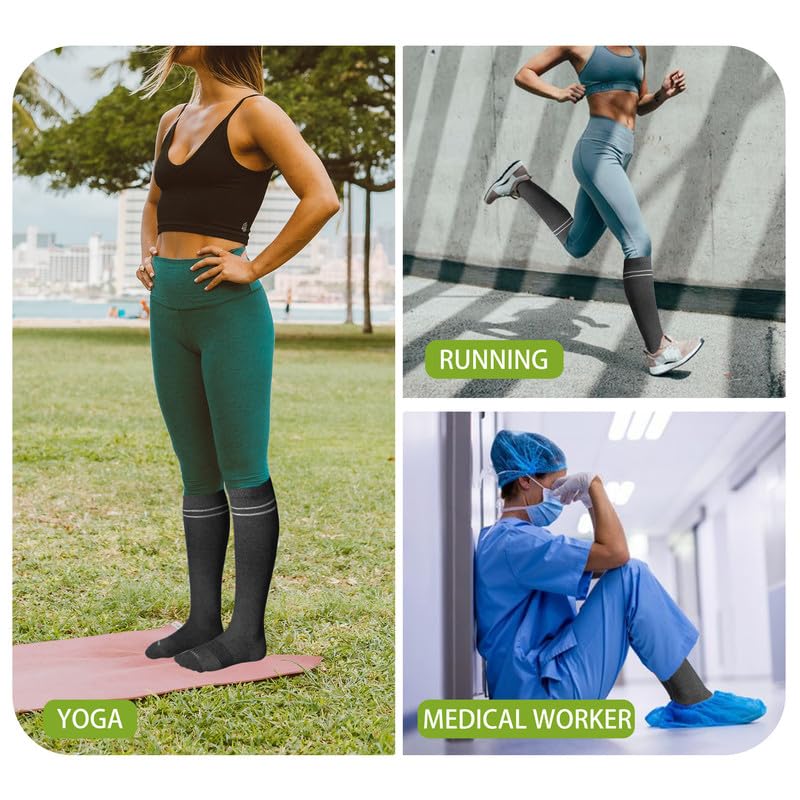 Viscose Made from Bamboo Compression Socks for Women&Men 20 (X-Large / 4 Pair-grey)