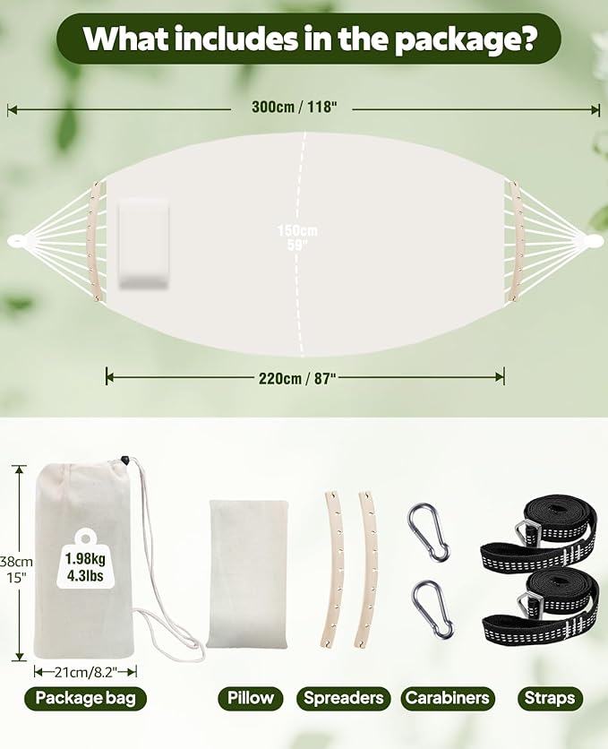 Chihee Cotton Hammock Large Soft Breathable Camping Hammock Holds Up to 660lbs - Image 4