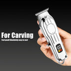 Gegong Professional Hair Clippers for Men, Cordless Hair Trimmer Kit, LCD Display Hair Cutting Set, Wireless Barber Clippers, Rechargeable Haircut Machine for Family (Silver)