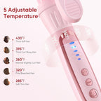 1 Inch Curling Iron, 5 Temperature Settings, Professional Spring Hair Iron for All Hair Types, Max 430℉ with Heat Resistant Mat (1 Inch Pink)