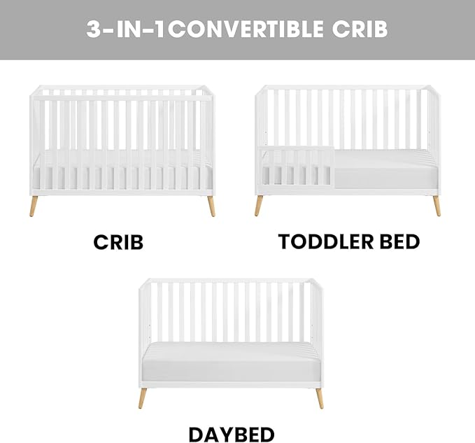Oxford Baby Cozy Nest Convertible Island Crib, Snow White/Natural - Image 3